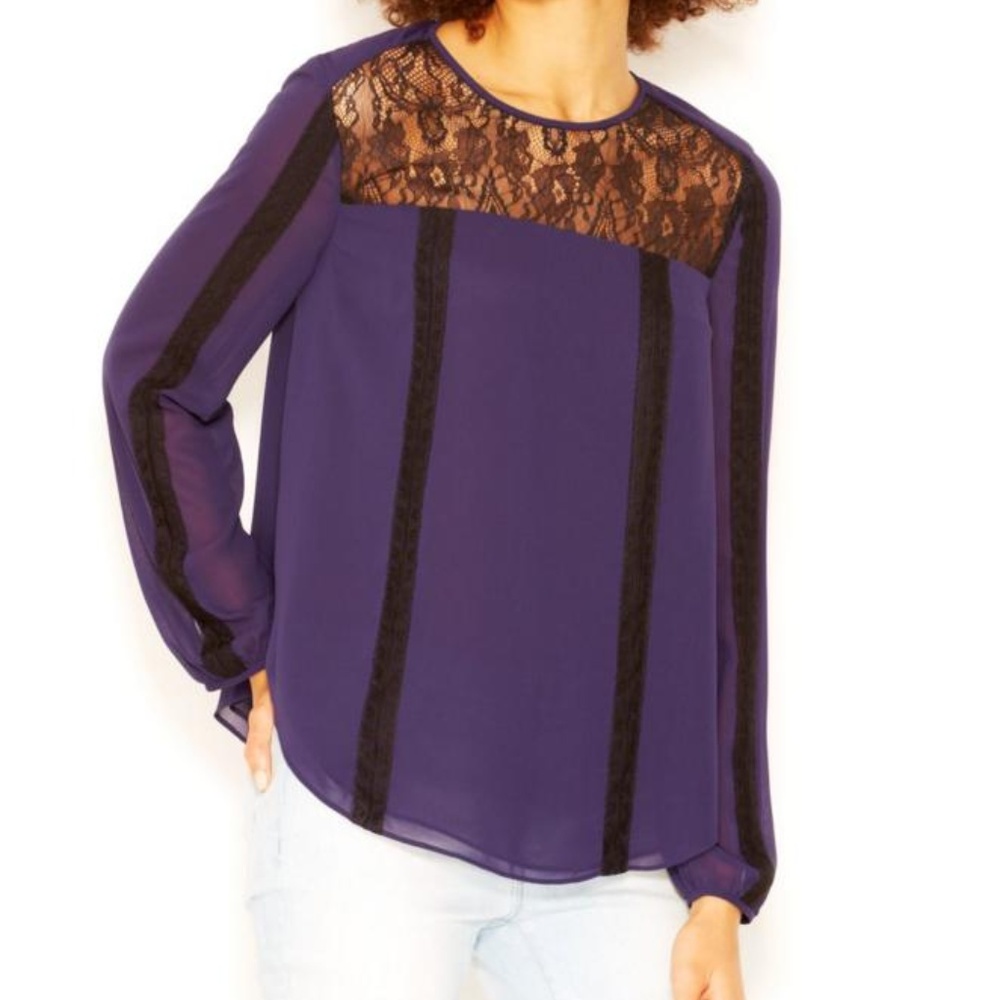 Rachel Roy Women's Lace Inset Chiffon Blouse